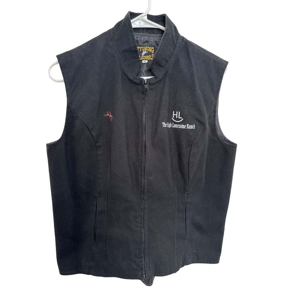 Wyoming traders The Lonesome Ranch black cotton zip pocket vest small